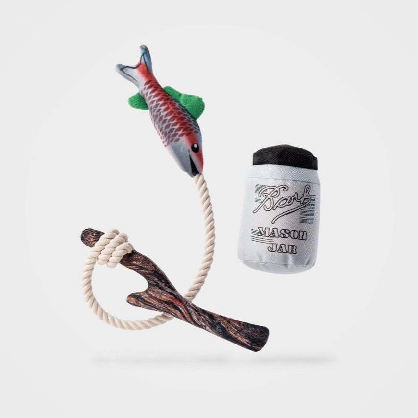 2-Pack Fish and Mason Jar Dog Toy